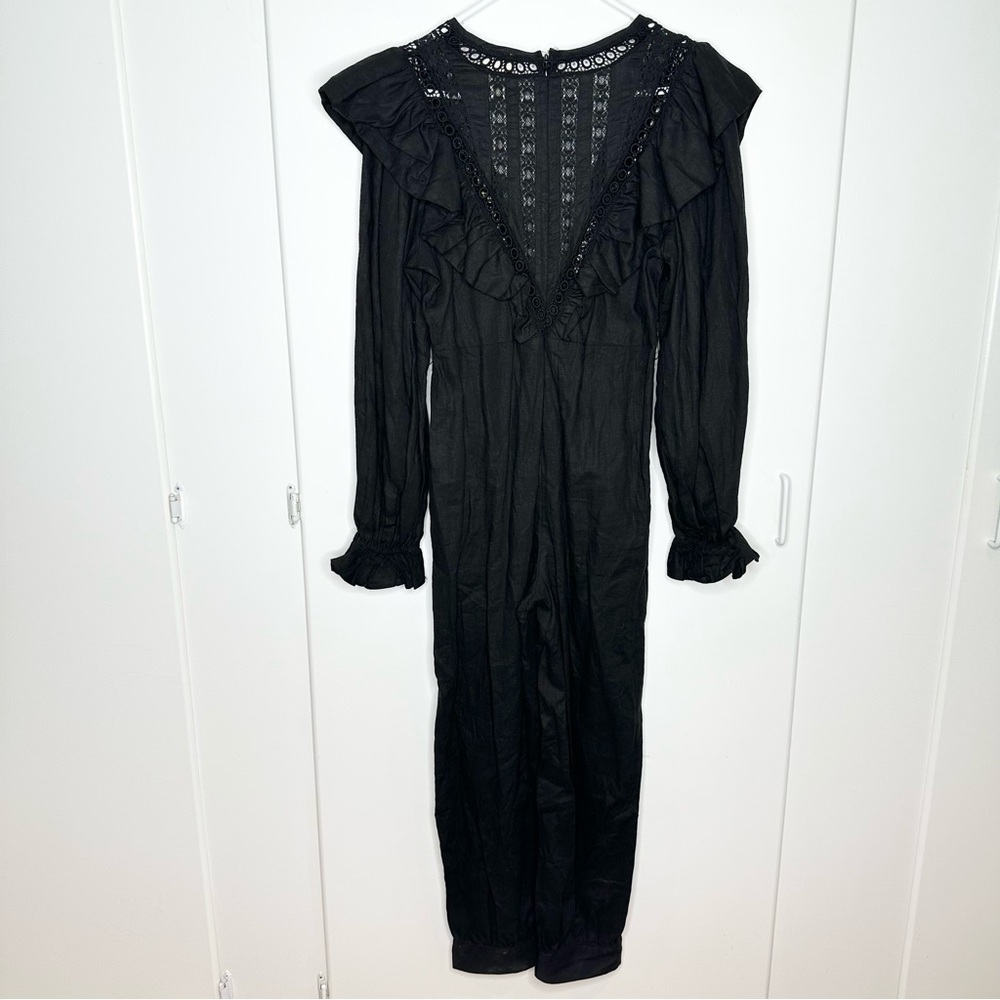 NWT Farm Rio Anthropologie Lace And Ruffles Black Jumpsuit Size XS - Picture 10 of 12